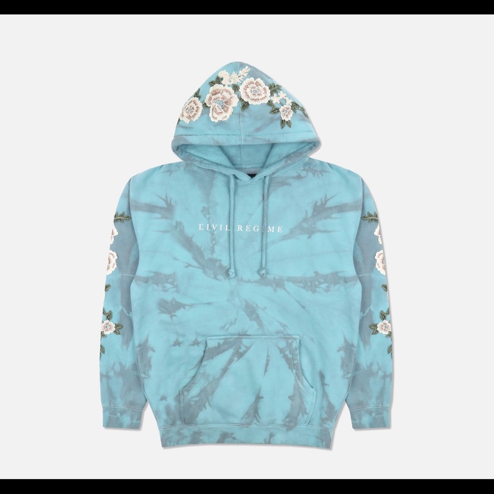 CIVIL REGIME WHITE ROSES HOODIE IN ARCTIC BLOOM